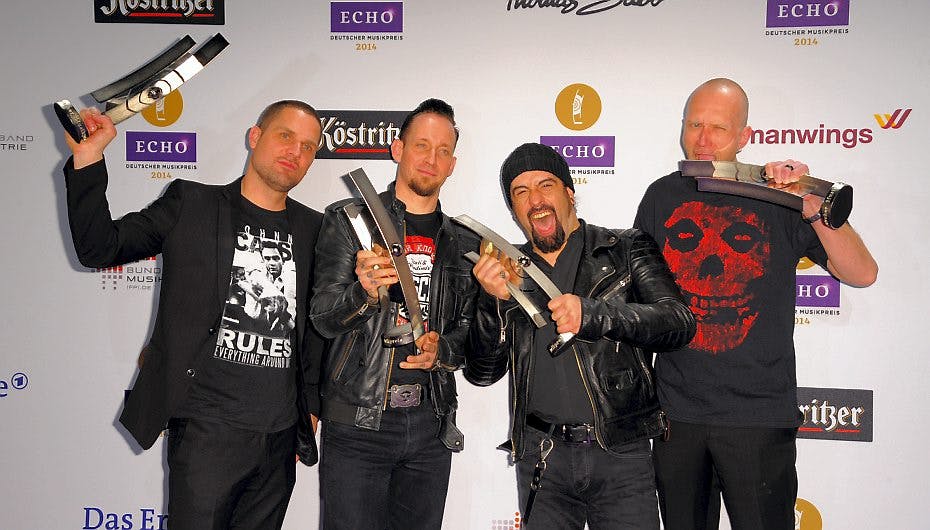 Volbeat er ikke kun populære i hjemlandet Danmark. Her er de ved ECHO music award 2014 i Berlin.