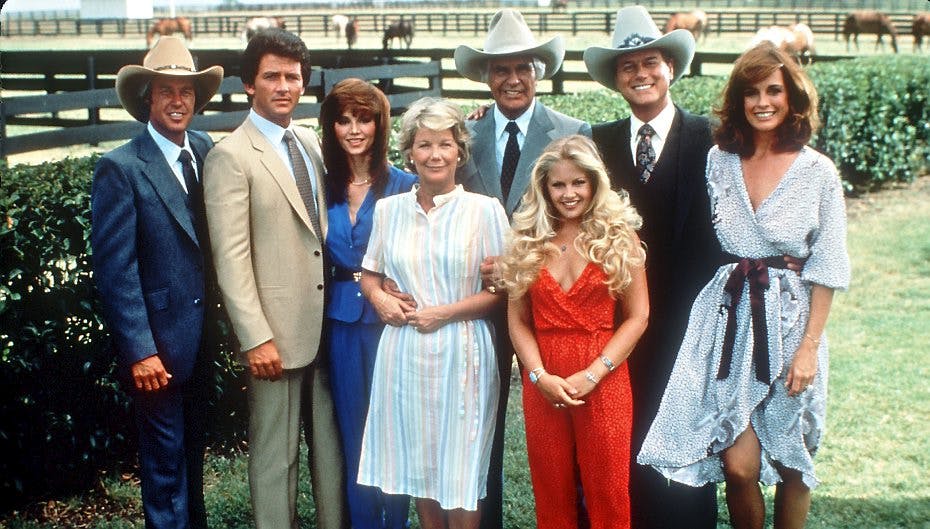 Sådan tog Ewing-familien sig ud, da serien havde premiere tilbage i 1978.