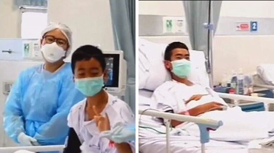 De thailandske fodbolddrenge ved godt mod i hospitalssenge