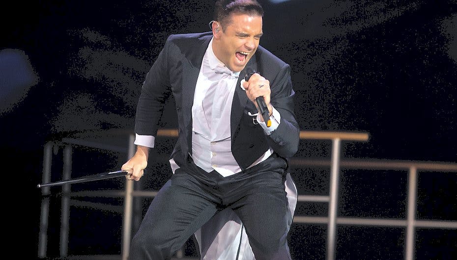 Robbie Williams på sin "Swing Boat Tour", hvor han mandag optrådte i Østrig