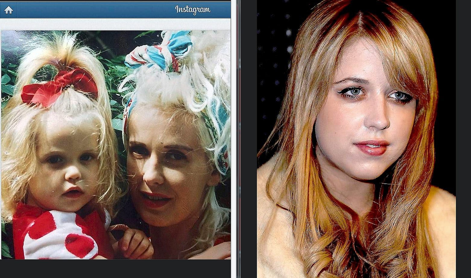 Peaches Geldof blev kun 25 år. Til venstre ses hun med sin mor, Paula Yates, da Peaches var lille.