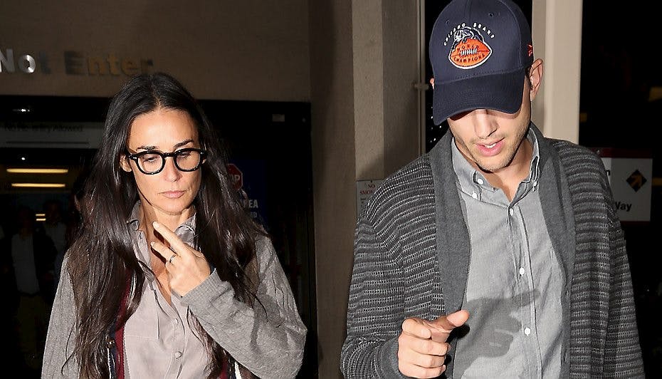 Demi Moore og Aston Kutcher landede i weekenden med samme fly