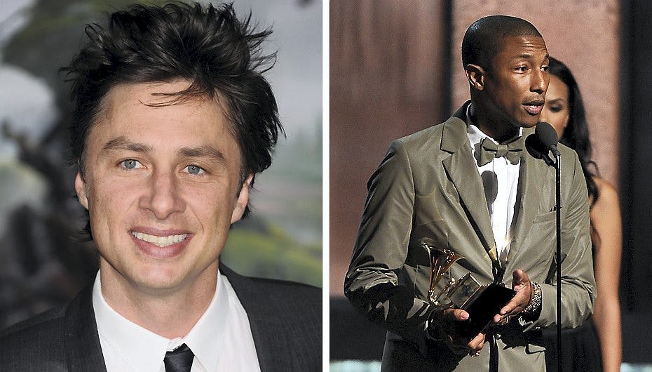 Zach Braff undskylder for sin sammenligning af aben Finley med Pharrell Williams til årets Grammy Awards