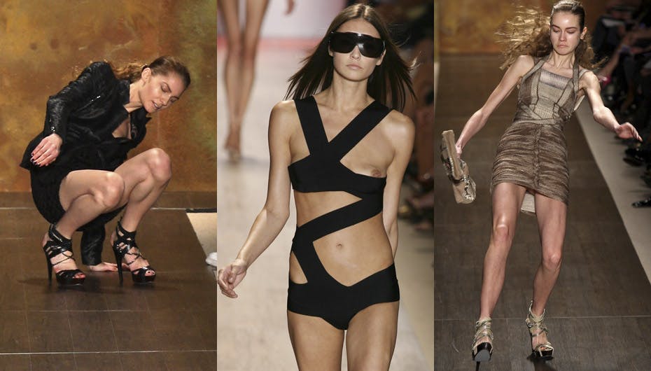 Hele tre gange gik der noget galt under Herve Leger-modeshowet