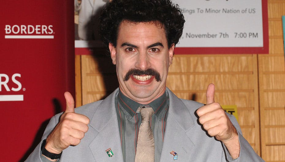 Sacha i skikkelse af Borat, som også er meget glad for sex
