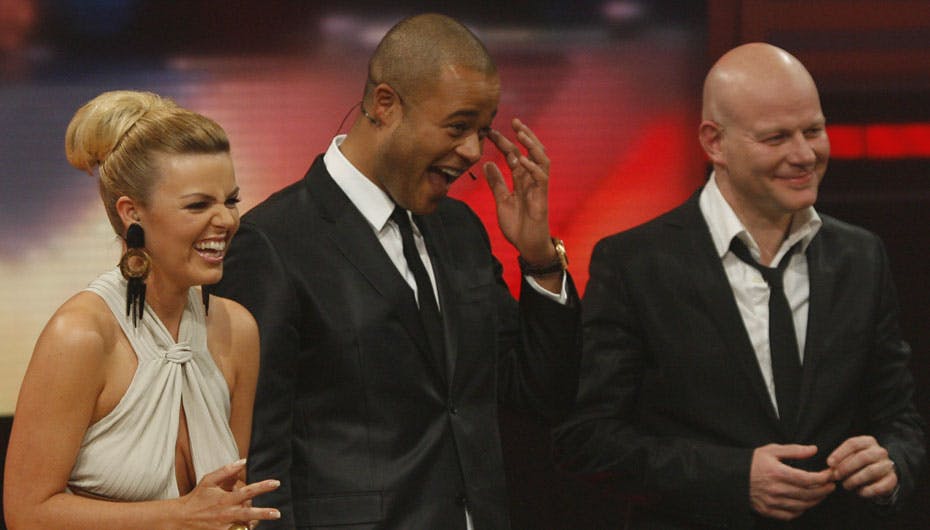 X Factor dommerne Lina Rafn, Remee og Thomas Blachman ved finalen 2008