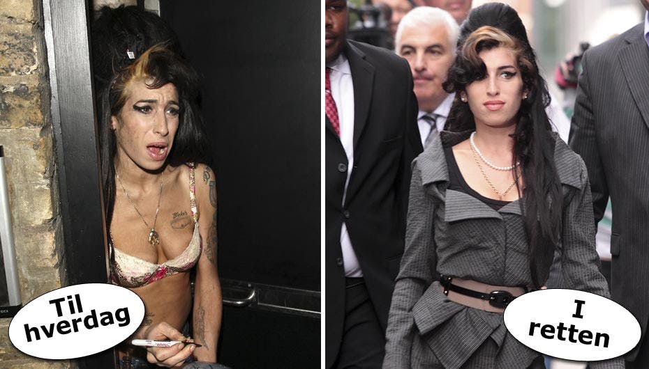 Amy Winehouse er næsten ikke til at kende, når hun tager pænt tøj på