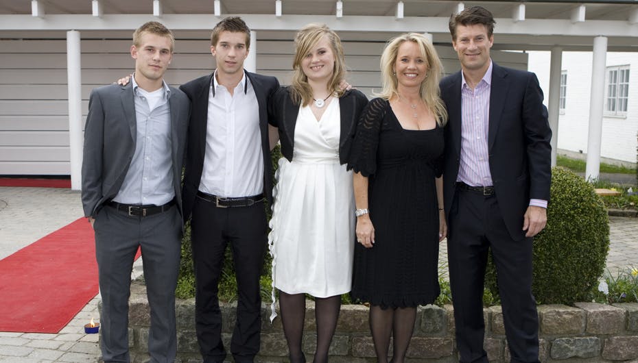 Hele familien Laudrup – fra venstre Mads, Andreas, Rebecca, Siw og Michael