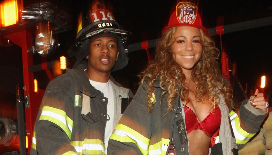Mariah Carey og Nick Cannon til Halloween klædt ud som sexede brandmænd