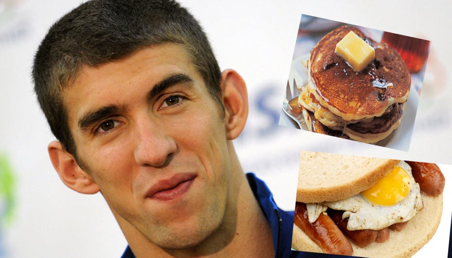 Utroligt at Michael Phelps overhovedet har tid til at svømme med al den mad han skal nå at spise på en dag