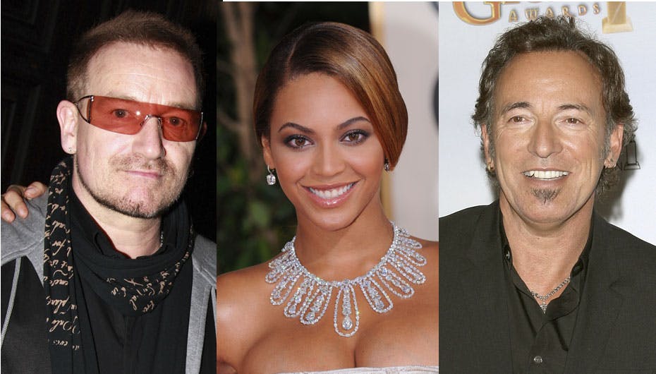 De tre B'er, Bono, Beyoncé og The Boss bakker op om Barack