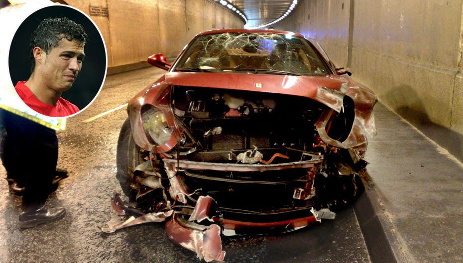 Selvom bilen blev totalsmadret kom Ronaldo ikke til skade