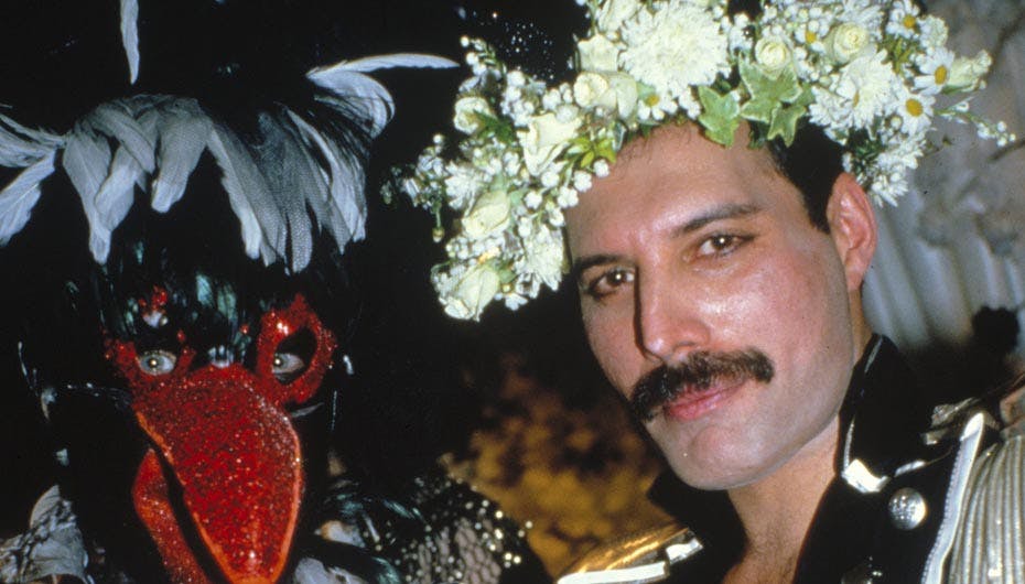 Freddie Mercury fra en fødselsdagsfest tilbage i 1985, før han blev alvorlig syg af aids